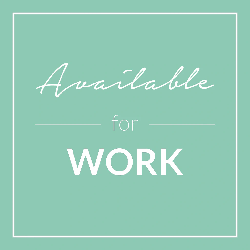 Užrašas „Available for work“ mėtų spalvos fone