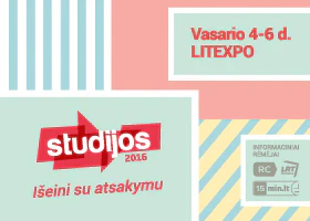 Parodos „Studijos 2016“ baneris: vasario 4–6 d., Litexpo, „Išeini su atsakymu“